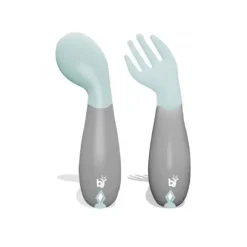 Babyjem Gebogen Vork En Lepel Groen