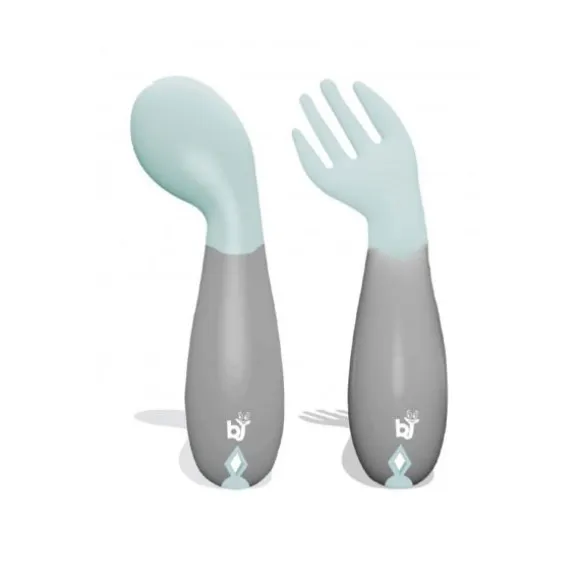 Babyjem Gebogen Vork En Lepel Groen