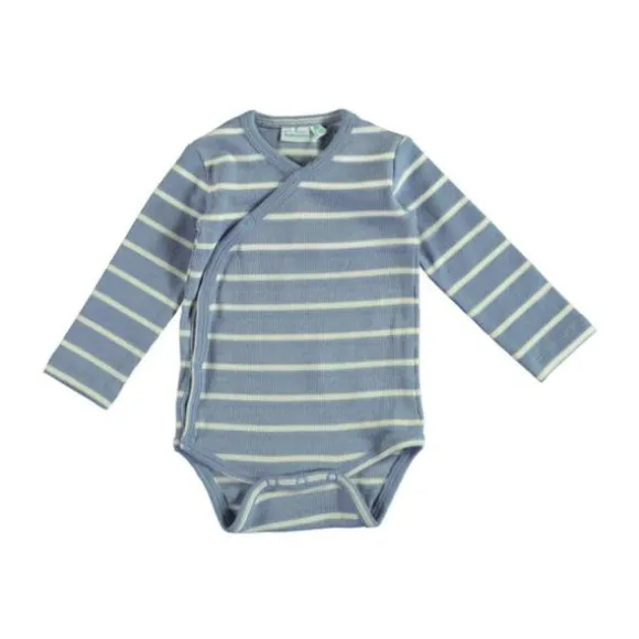 Babylook Striped Rib Romper - Maat 50 - Faded Denim