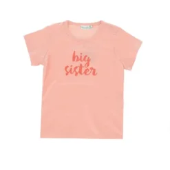Babylook T-Shirt Big Sister - Maat 80 - Peach Bud