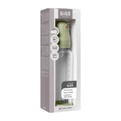 BIBS Fles - Medium Flow - Ronde Speen - 240 ml - Glas/Silicone - Ivory