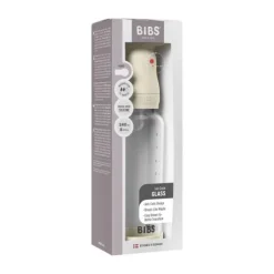 BIBS Fles - Medium Flow - Ronde Speen - 240 ml - Glas/Silicone - Ivory