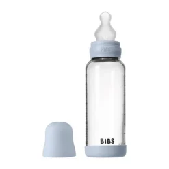 BIBS Fles - Medium Flow - Ronde Speen - 240 ml - Glas/Silicone - Ivory