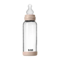 BIBS Fles - Medium Flow - Ronde Speen - 240 ml - Glas/Silicone - Ivory