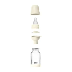 BIBS Fles - Slow Flow - Ronde Speen - 120 ml - Glas/Silicone - Baby Blue