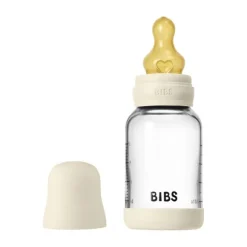 BIBS Fles - Slow Flow - Ronde Speen - 120 ml - Glas/Latex - Baby Blue