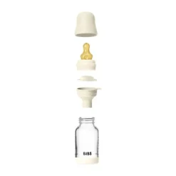 BIBS Fles - Slow Flow - Ronde Speen - 120 ml - Glas/Latex - Baby Blue