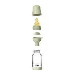 BIBS Fles - Slow Flow - Ronde Speen - 120 ml - Glas/Latex - Baby Blue