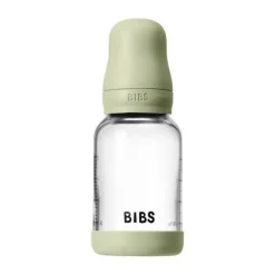 BIBS Fles - Slow Flow - Ronde Speen - 120 ml - Glas/Latex - Baby Blue