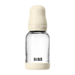 BIBS Fles - Slow Flow - Ronde Speen - 120 ml - Glas/Latex - Baby Blue