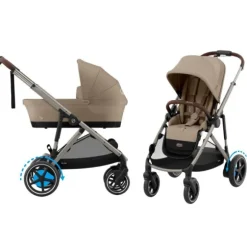 Cybex E-Gazelle S Kinderwagen 2-in-1  met reiswieg Almond Beige / Beige