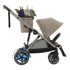Cybex E-Gazelle S Kinderwagen 2-in-1  met reiswieg Almond Beige / Beige