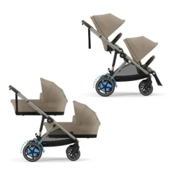 Cybex E-Gazelle S Twin-Kinderwagen Almond Beige / Beige