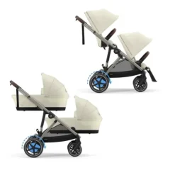 Cybex E-Gazelle S Twin-Kinderwagen Almond Beige / Beige