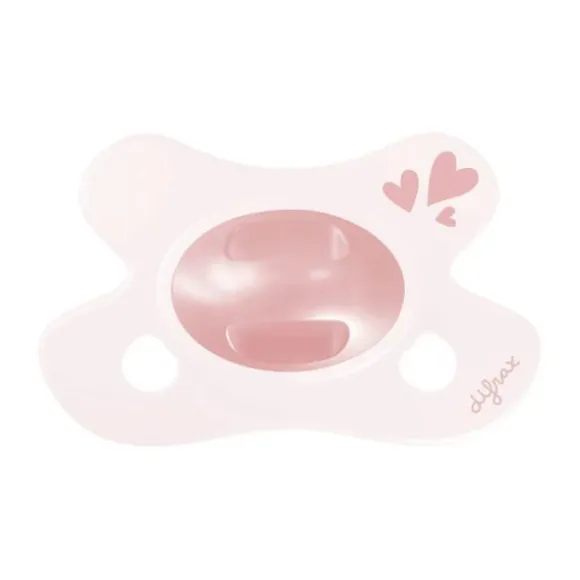 Difrax Natural Fopspeen - Newborn - Soft Pink Hearts