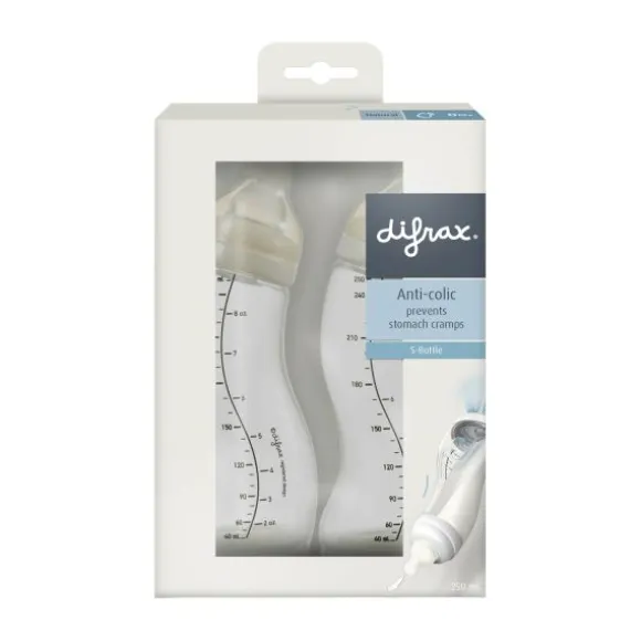 Difrax S-fles Natural – 250 ml – 2-pack – Ice/Ivory