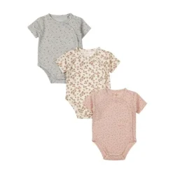 Dirkje Romper Korte Mouw Multi Colour Pink 3-Pack 44