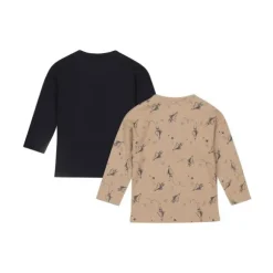 Dirkje T-Shirt Henley 2-Pack – Maat 62 – Taupe + Navy
