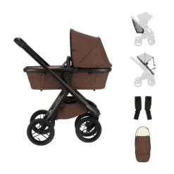 Dubatti One E6 Kinderwagen 2-in-1 - Black / Walnut Brown