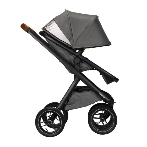 Dubatti One E5 Kinderwagen 2-in-1 Grey Frame Black/Cognac