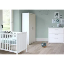 Europe Baby Ledikant 60-120 Wit / Commode 3 Laden / Hanglegkast 2 Deuren Ralph