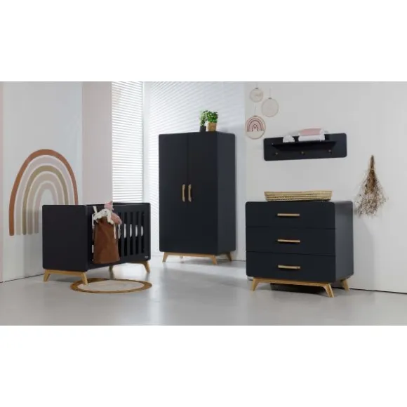Europe Baby Ledikant 60 x 120 - Commode - Hanglegkast 2-deurs Iglo Grijs
