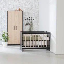 Hanglegkast 2 Deuren Nova Zwart/Eiken