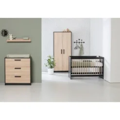 Hanglegkast 2 Deuren Nova Zwart/Eiken