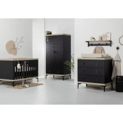 Interbaby Hanglegkast 2-Deurs Strips Zwart
