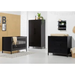 Interbaby Ledikant 60 x 120 - Commode 3 Laden- Hanglegkast 2-deurs Jupiter
