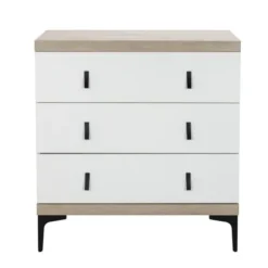 Interbaby Ledikant 60 x 120 - Commode 3 Laden - Hanglegkast 2-Deurs Strips Wit