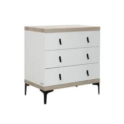 Interbaby Ledikant 60 x 120 - Commode 3 Laden - Hanglegkast 2-Deurs Strips Wit