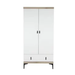 Interbaby Ledikant 60 x 120 - Commode 3 Laden - Hanglegkast 2-Deurs Strips Wit