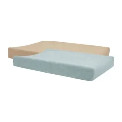 Jollein Aankleedkussenhoes - 2 Stuks - 50 x 70 cm - Badstof - Sea Green/Biscuit