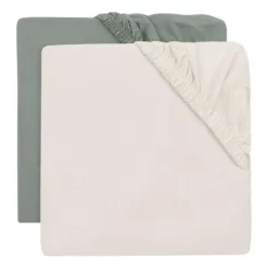 Jollein Hoeslaken Jersey - 40/50x80/90 cm - 2 Stuks - Sea Green/Ivory