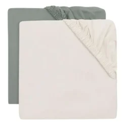 Jollein Hoeslaken Jersey - 40/50x80/90 cm - 2 Stuks - Sea Green/Ivory