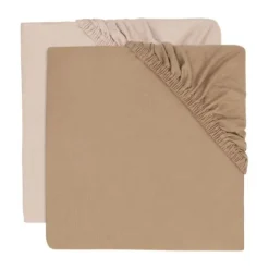 Jollein Hoeslaken Jersey - 2 Stuks - 70/75 x 140/150 cm - Sea Green/Biscuit