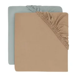 Jollein Hoeslaken Jersey - 2 Stuks - 60 x 120 cm - Sea Green/Biscuit