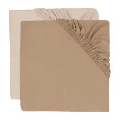 Jollein Hoeslaken Jersey - 2 Stuks - 60 x 120 cm - Sea Green/Biscuit