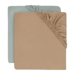 Jollein Hoeslaken Jersey - 2 Stuks - 40/50 x 80/90 cm - Sea Green/Biscuit