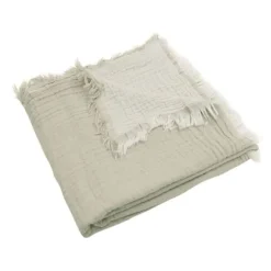 Jollein Ledikantdeken Fringe Olive Green / Ivory GOTS 120 x 120 cm