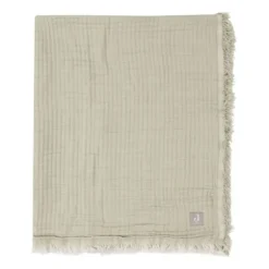 Jollein Ledikantdeken Fringe Olive Green / Ivory GOTS 120 x 120 cm