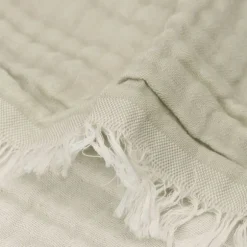 Jollein Ledikantdeken Fringe Olive Green / Ivory GOTS 120 x 120 cm