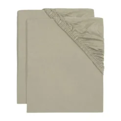 Jollein Ledikanthoeslaken Jersey Olive Green 60 x 120 cm 2-Pack