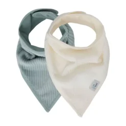 Jollein Slab Bandana - 2 Pack - Velvet Rib - Sea Green / Ivory