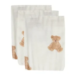 Jollein Washandje Hydrofiel Teddy Bear 3-pack