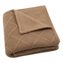 Jollein Wiegdeken Check Knit Biscuit / Teddy Fleece 75 x 100 cm