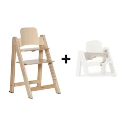 Kidsmill Up! Kinderstoel Incl. Kunststof Babyset Oatmeal - Beuken Zwart