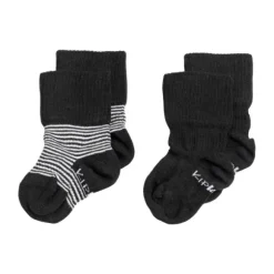 KipKep Blijf-Sokjes Black Stripes 0-6mnd 2-Pack 0-6 maanden