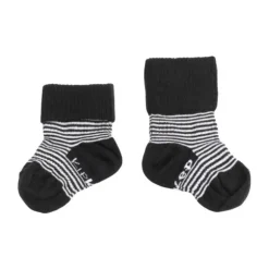 KipKep Blijf-Sokjes Black Stripes 0-6mnd 2-Pack 0-6 maanden